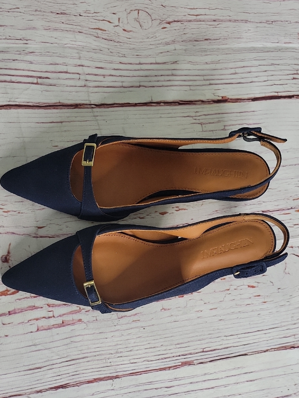 J. McLaughlin Dorothea Women's Navy Suede Slingback Kitten Heel Size 8 - Picture 8 of 12